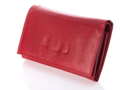 Portfel damski skórzany gładka skóra naturalna czerwony Money Maker - obrazek 11