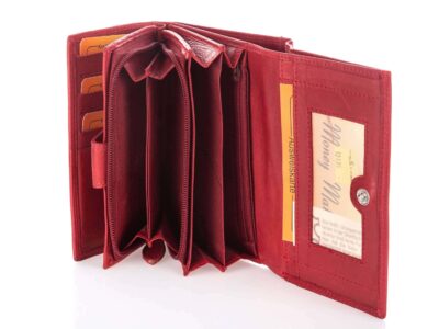 Portfel damski skórzany gładka skóra naturalna czerwony Money Maker - obrazek 8