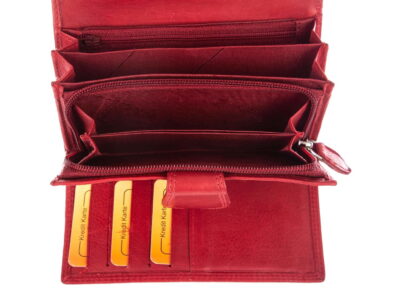 Portfel damski skórzany gładka skóra naturalna czerwony Money Maker - obrazek 9