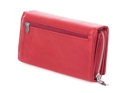 Pojemny portfel damski czerwony skóra naturalna licowa Money Maker - obrazek 3