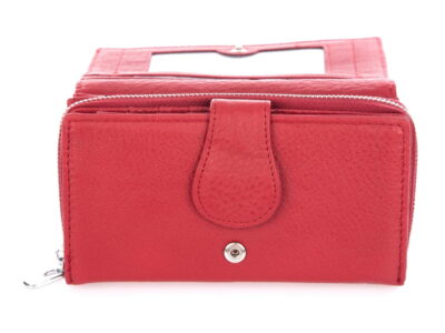 Pojemny portfel damski czerwony skóra naturalna licowa Money Maker - obrazek 4