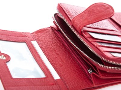 Pojemny portfel damski czerwony skóra naturalna licowa Money Maker - obrazek 9