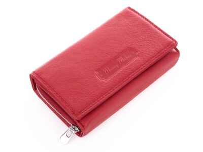 Pojemny portfel damski czerwony skóra naturalna licowa Money Maker - obrazek 10