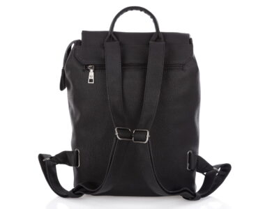 Elegancki plecak damski z klapką skóra ekologiczna czarny - obrazek 8