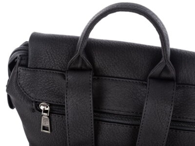 Elegancki plecak damski z klapką skóra ekologiczna czarny - obrazek 7
