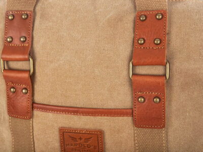 Torebka damska płócienna (canvas) ze skórą naturalną beżowa Harold's - obrazek 8