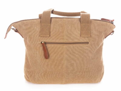 Torebka damska płócienna (canvas) ze skórą naturalną beżowa Harold's - obrazek 3