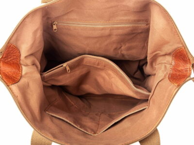 Torebka damska płócienna (canvas) ze skórą naturalną beżowa Harold's - obrazek 7