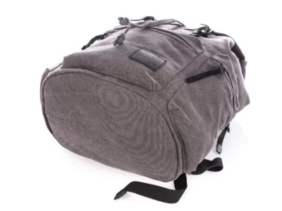 Duży szary plecak płócienny ze skórą naturalną vintage - obrazek 4