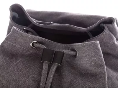 Duży szary plecak płócienny ze skórą naturalną vintage - obrazek 11