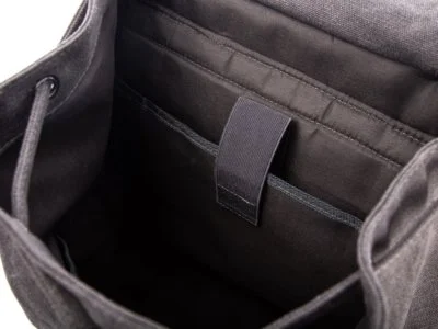 Duży szary plecak płócienny ze skórą naturalną vintage - obrazek 10