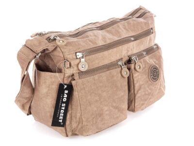 Lekka torebka damska sportowa turystyczna z kreszu Bag Street beżowa - obrazek 5