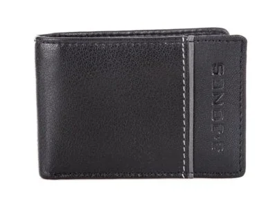 Mały portfel męski skórzany do kieszeni spodni czarny z szarym RFID