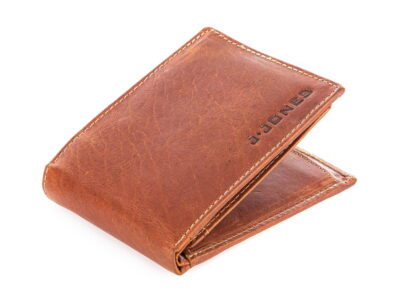 Duży portfel męski brązowy klasyczny z grubej gładkiej skóry naturalnej RFID - obrazek 3