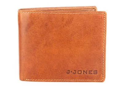 Pojemny portfel męski brązowy z grubej gładkiej skóry naturalnej RFID