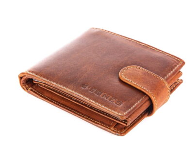 Duży portfel męski brązowy z grubej skóry naturalnej zapinany na zatrzask RFID - obrazek 10