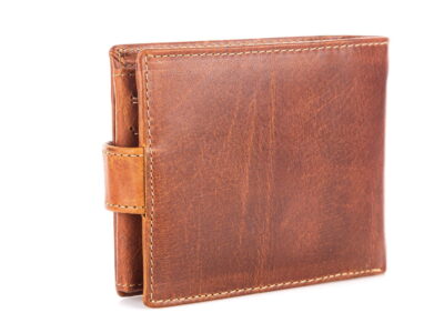 Duży portfel męski brązowy z grubej skóry naturalnej zapinany na zatrzask RFID - obrazek 9