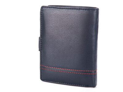 Męski portfel skórzany pionowy granatowy z czerwonym szwem J Jones - obrazek 10