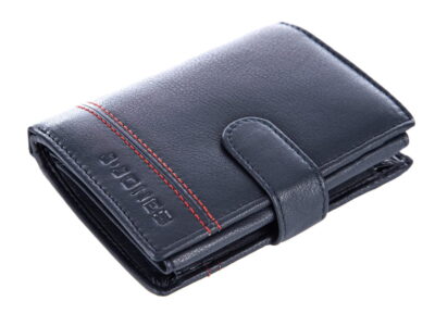 Męski portfel skórzany pionowy granatowy z czerwonym szwem J Jones - obrazek 9