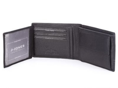 Poziomy portfel męski skórzany J Jones trifold RFID czarno-szary - obrazek 5