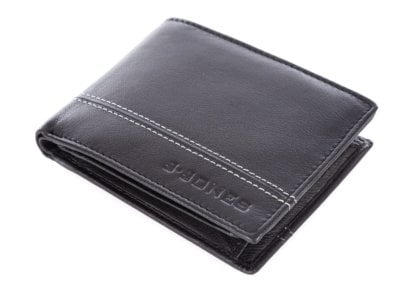Poziomy portfel męski skórzany J Jones trifold RFID czarno-szary - obrazek 4