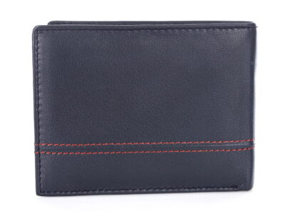 Poziomy portfel męski skórzany J Jones trifold RFID granatowo-czerwony - obrazek 8