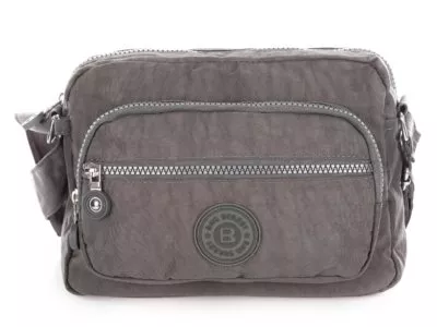 Wygodna nieduża torebka damska na ramię z kreszu szara