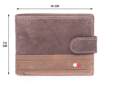 Skórzany brązowo beżowy mały wygodny portfel męski WILD - obrazek 8