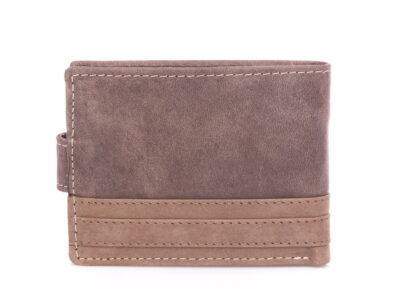 Skórzany brązowo beżowy mały wygodny portfel męski WILD - obrazek 7