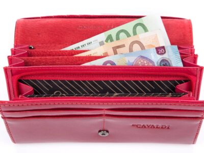 CAVALDI modny czerwony portfel damski z pudełkiem na prezent skóra naturalna - obrazek 4