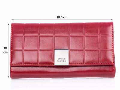CAVALDI modny czerwony portfel damski z pudełkiem na prezent skóra naturalna - obrazek 2