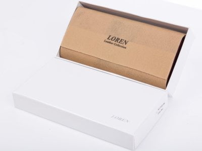 LOREN Lakierowany skórzany portfel damski czarno czerwony - obrazek 4