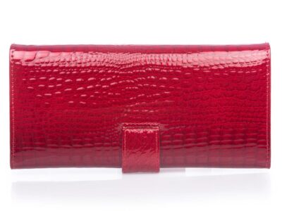 Ekskluzywny czerwony lakierowany portfel damski ze skóry naturalnej LOREN - obrazek 7