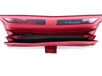 Ekskluzywny czerwony lakierowany portfel damski ze skóry naturalnej LOREN - obrazek 5