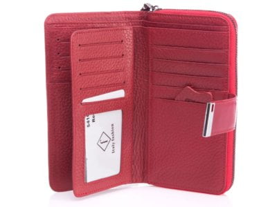 Elegancki portfel skórzany damski czerwony Italy Fashion - obrazek 6