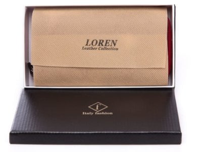 Elegancki portfel skórzany damski czerwony Italy Fashion - obrazek 2