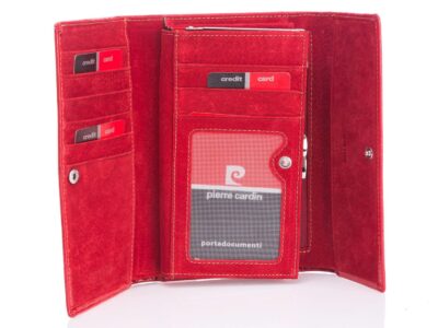 Pojemny elegancki portfel skórzany czerwony PIERRE CARDIN - obrazek 8