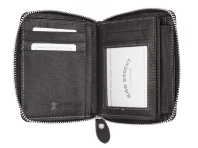 Duży portfel męski skórzany zapinany dookoła na zamek czarny - obrazek 3
