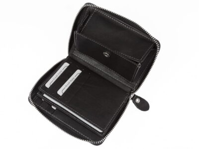 Duży portfel męski skórzany zapinany dookoła na zamek czarny - obrazek 6