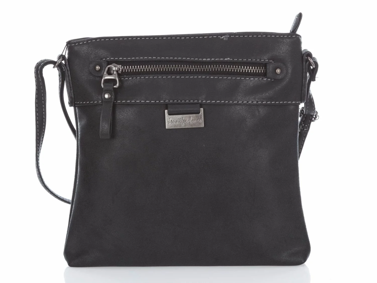 Czarna mała torba z eko skóry zamszowej