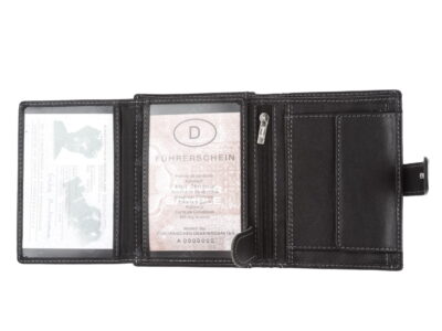 Portfel męski klasyczny skórzany pionowy zapinany na zatrzask czarny - obrazek 5