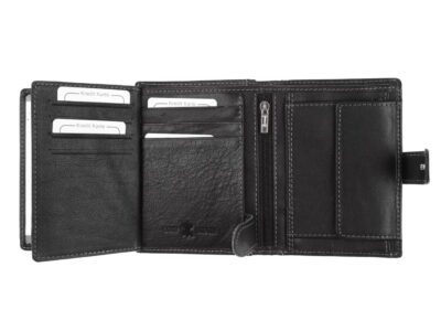 Portfel męski klasyczny skórzany pionowy zapinany na zatrzask czarny - obrazek 4