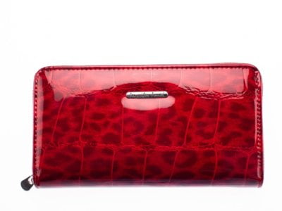 Duży czerwony cieniowany portfel damski Jennifer Jones