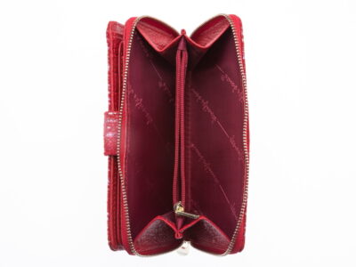 Portfel damski skórzany czerwony z brokatem duży - obrazek 9