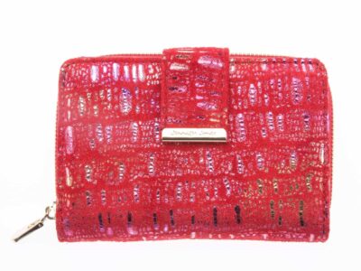 Portfel damski czerwony z błyszczącymi elementami