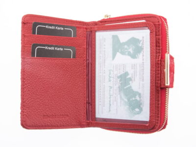 Skórzany portfel damski błyszczący z brokatem średni - obrazek 3