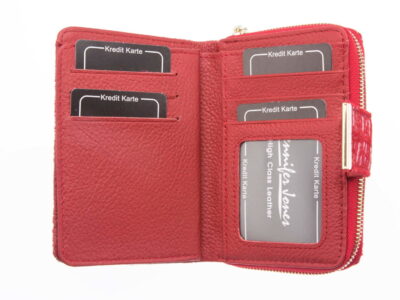 Skórzany portfel damski błyszczący z brokatem średni - obrazek 4