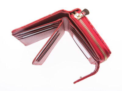 Skórzany portfel damski błyszczący z brokatem średni - obrazek 5