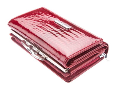 Lśniący portfel damski czerwony duży Jennifer Jones - obrazek 4