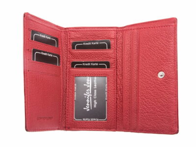 Lśniący portfel damski czerwony duży Jennifer Jones - obrazek 7